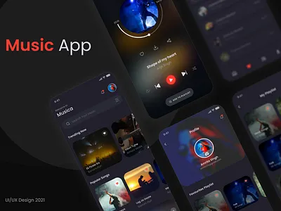 Music App UI Design adobe xd app app design dark theme design design concept graphic design music music app design music app ui ui ui app design ui design uiux design user experience user interface ux