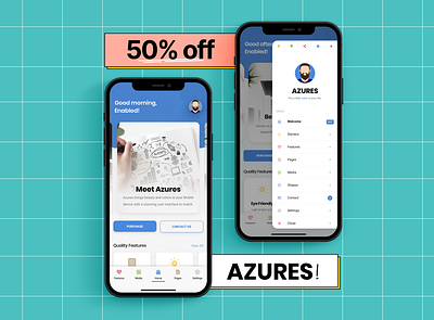 Azures - Get 50% Discount on Our Best Selling Mobile Kits & PWAs app app design app template bootstrap5 creative app creative design design mobile mobile app design mobile design mobile site template sidebar sidebar menu sidebar navigation sidenav sliders ui ui design uiux ux