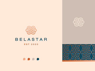 Belastar b branding clever clothing design elegant female flat gold icon illustration letter logo luxury mark minimal pattern premium star ui