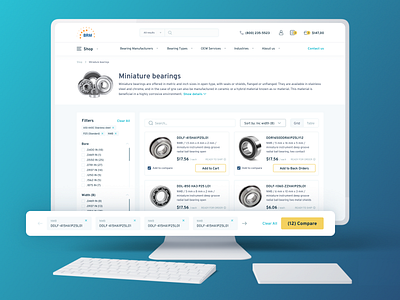 Online store of bearings bearing bearings blue cart catalog compare design distributor filters ideas inspiration online shop product compare shop shopping ui ux web webdesign website