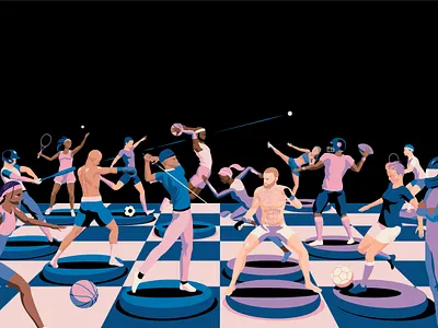 Forbes Japan baseball basketball boxing chess competition conor mcgregor illustration lebron money soccer sport vector