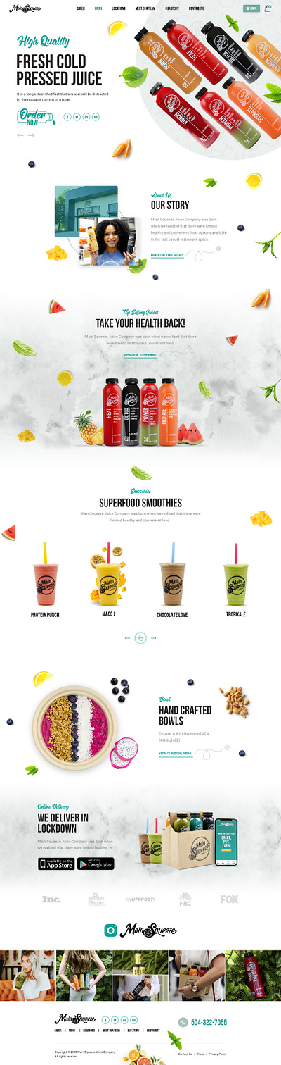 MainSqueeze Website Juices ecommerce fruit juice organic web design website wordpress