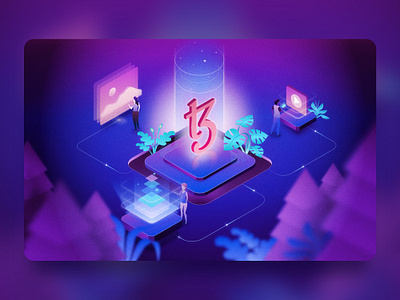 Tezos Blockchain Illustration blockchain crypto illustration isometric nfts sketch tezos vector
