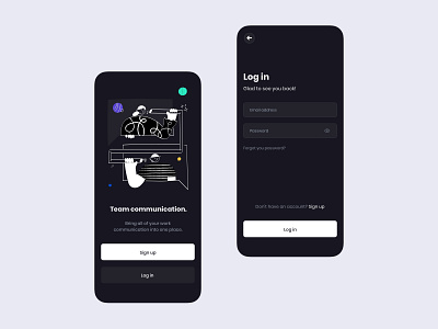 Log in / Sign up app app design dark mode design illustration login mobile ui sign up ui ui design uidesign ux