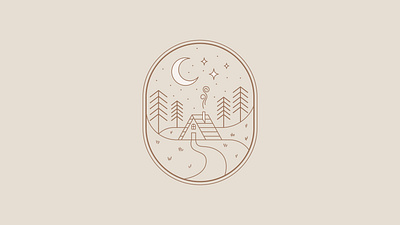 cozy night adobe illustrator design forest house ill illustration logo moon stars trees vector