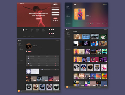 [Dark mode] Music Web/Mobile app design - Shuffle app branding design logo mobileapp typography ui ux vector