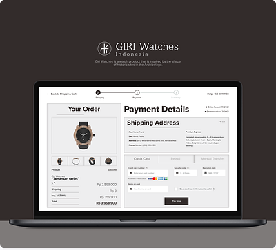 Daily UI - Check out page for Giri Watches branding clean design flat graphic design illustration logo minimal typography ui ux vector web