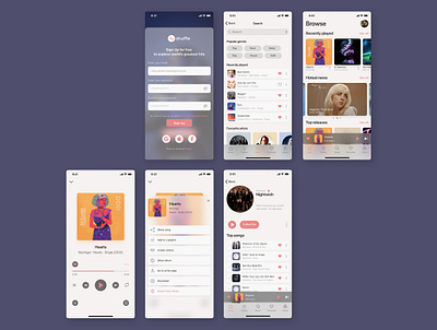 Music Mobile app design - Shuffle app branding design logo mobileapp typography ui ux vector