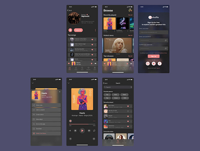 [Dark mode] Music Mobile app design - Shuffle app branding design logo mobileapp typography ui ux vector