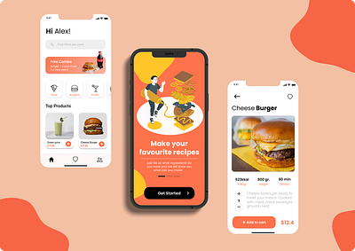 Food App dailyui figma foodapp homepage illustartion iluustartor iosapp iosappdesign logodesign onboarding photoshop productpage prototyping ui uidesign uiux ux uxdesign wireframing