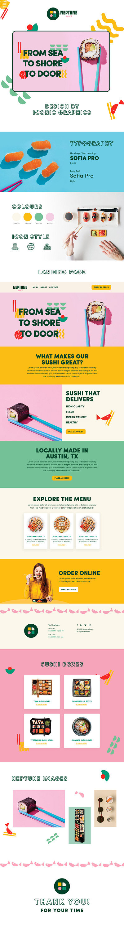 Neptune Sushi Squarespace Website creative delivery ecommerce food illustration squarespace ui web design website