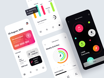 Sport Activity - Mobile App activity arounda calories concept figma gradient graph interaction interface ios mobile saas sport statistics ui ux workouts