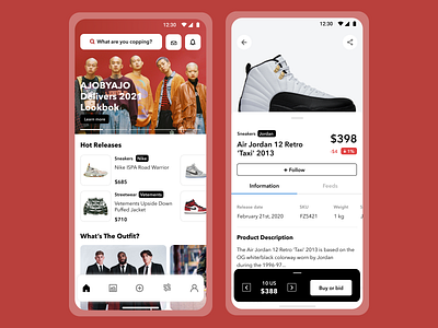 Sneakers App Exploration airjordan app homepage interaction marketplace shopping sneakers statistics ui ux