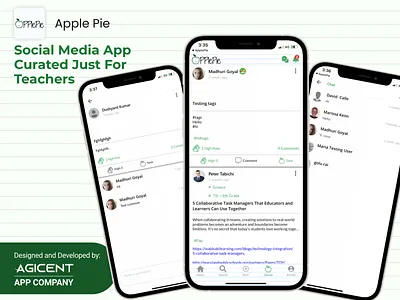 Apple Pie App agicent app design create an app design ios app social media students teachers ui ux