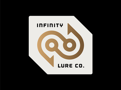 Infinity Lure Co. Logo angles badge brand branding digital fish fishing hook icon identity industrial infinity logo mark media minimal modern outdoors patch symbol