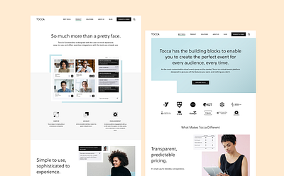 Tocca Website Design branding modern pastel photography saas ui virtual website website development