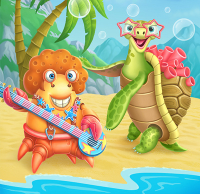 Fish Story Game Design 2d art design environment games illustration ui