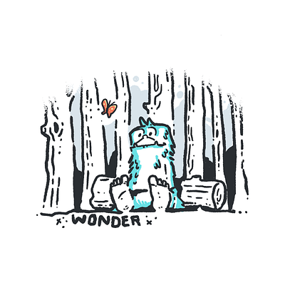 Wonder-foot bigfoot bigfoots butterfly creature cryptid drawing forest hand drawn illustration myth procreate sasquatch woodland yeti