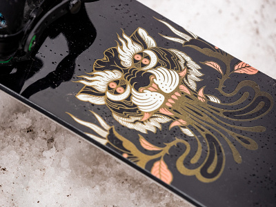 Tiger Board Sneak Peek! gold fever illustration linework snowboard snowboard art tiger illustration