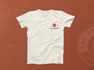 The Station T-shirt Design apparel design branding bucks county design logo merch restaurant branding retro tshirt design typography vintage vintage design