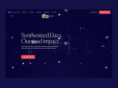 Synthesized Website Hero Section animation design design studio enterprise graphic design hero section interaction interface landing page motion design motion graphics ui user experience ux web web design website