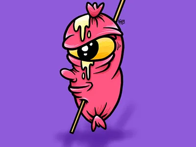 sausage with mayonnaise byawish byawish madebyawish design icon illustration logo