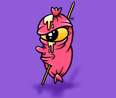 sausage with mayonnaise byawish byawish madebyawish design icon illustration logo