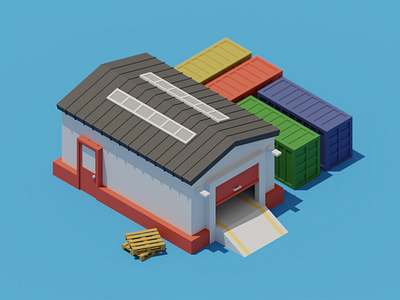 Low Poly Warehouse 3d 3d art architecture blender blender render blender3d cartoon developer game game art game design indie indie dev isometric low poly lowpoly minimalism minimalist modelling render