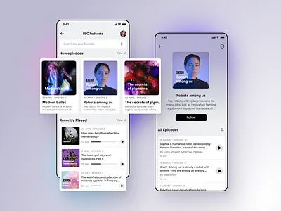 Podcasts Mobile App iOS ios minimal mobile app design mobile design mobile ui podcast ui uxui design uxui designer