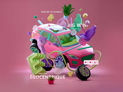 Jaguar E Pace 3d automobile c4d car casino cinema4d colorful composition deconstruction design dice electric graphic design illustration jaguar lighting lottery pastel pink render