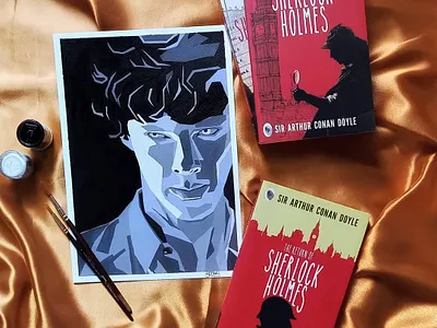 Sherlock Holmes. illustration painting