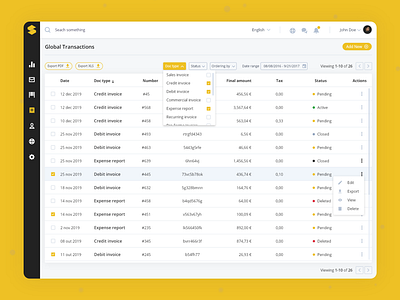 Invoicing datatable UI adobexd datatable design invoicing table ui ui component ux web design webdesign