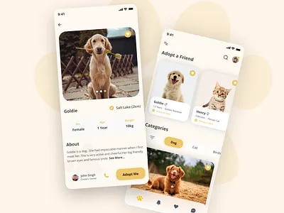 Pet Aboption App Concept app app design design design concept pet pet adopt app ui uiux design user interface ux