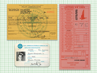 Catch Me If You Can Graphic Props 1960s airline ephemera film graphic design graphic props los angeles pan am plane plane ticket print prop prop design props set design ticket vintage vintage card vintage ticket wes anderson