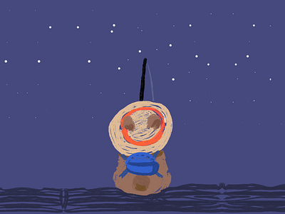 At Night character design fishing illustration night quokka