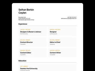 Simple CV Design apple card design ui ux