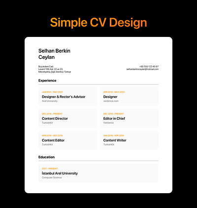 Simple CV Design apple card design ui ux