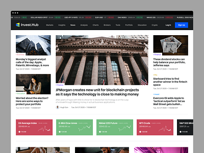 Investment Platform News Page Design bank app banking deposit invest investing investments investor loan loans brokers mvp news news page trade trade news trading platform ui ux web web design website