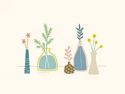 Vases botanical floral flowers illustration nature plants procreate vases