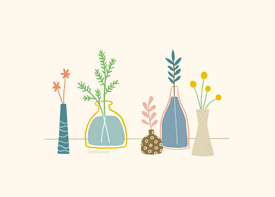 Vases botanical floral flowers illustration nature plants procreate vases