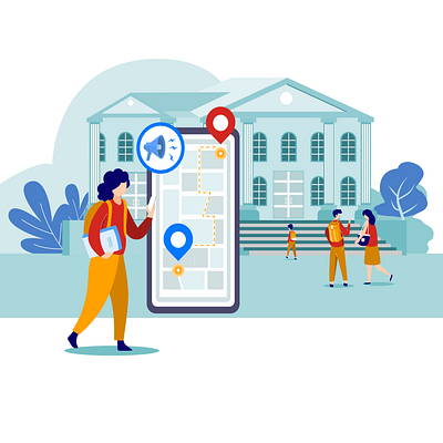 CAMPUS NAVIGATION artwork design flatdesign illustration isometric illustration ui vector