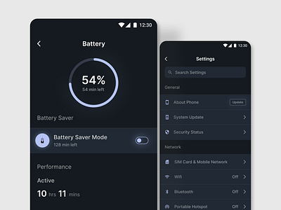 Settings battery blue dailyui dark settings status ui