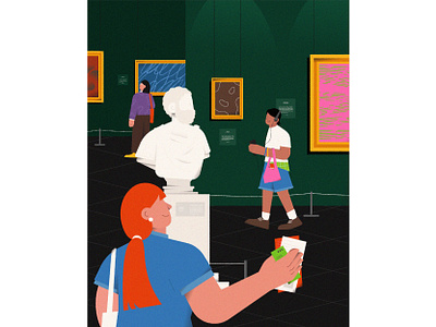 Museum Tour character design flat graphic illustration illustrator life museum vector