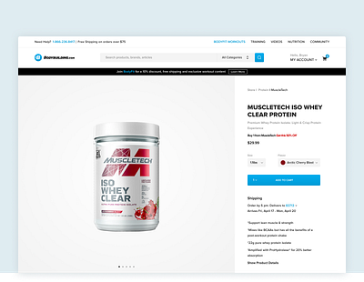 PDP Hero Exploration bodybuilding cart checkout clean design ecommerce fit fitness minimal pdp product supplements ui