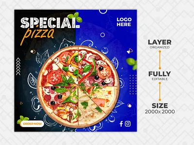 Pizza Social Media Poster I Social Media Banner advertisement poster attractive poster banner creative banner food banner pizza banner poster design promotional banner social media banner social media post