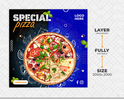 Pizza Social Media Poster I Social Media Banner advertisement poster attractive poster banner creative banner food banner pizza banner poster design promotional banner social media banner social media post