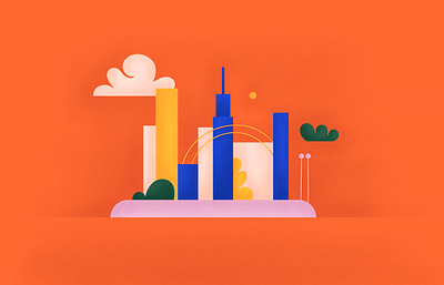 A city art composition design flat illustration illustrator logo texture vector