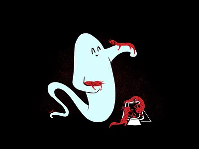 Elemental aughost aughostus gloom character design elemental illustration mid century retro salamander vintage