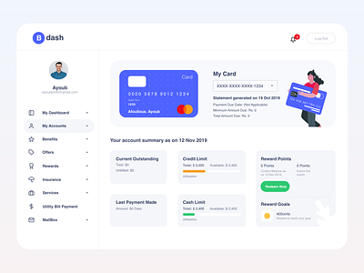 B-dash Digital Bank Dashboard bank bank app banking banking app banking dashboard card credit dashboard dashboard ui design finance financial app banking dashboard financial dashboard light product design statistics transactions ui ux