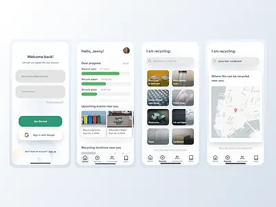 Recycling App design recycling ui web design
